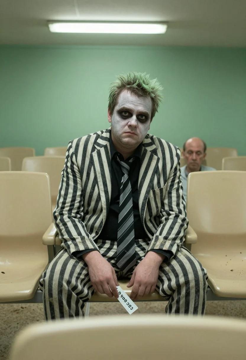 AI beetlejuice sample — portrait of a man, three-quarter-length portrait of a Wester