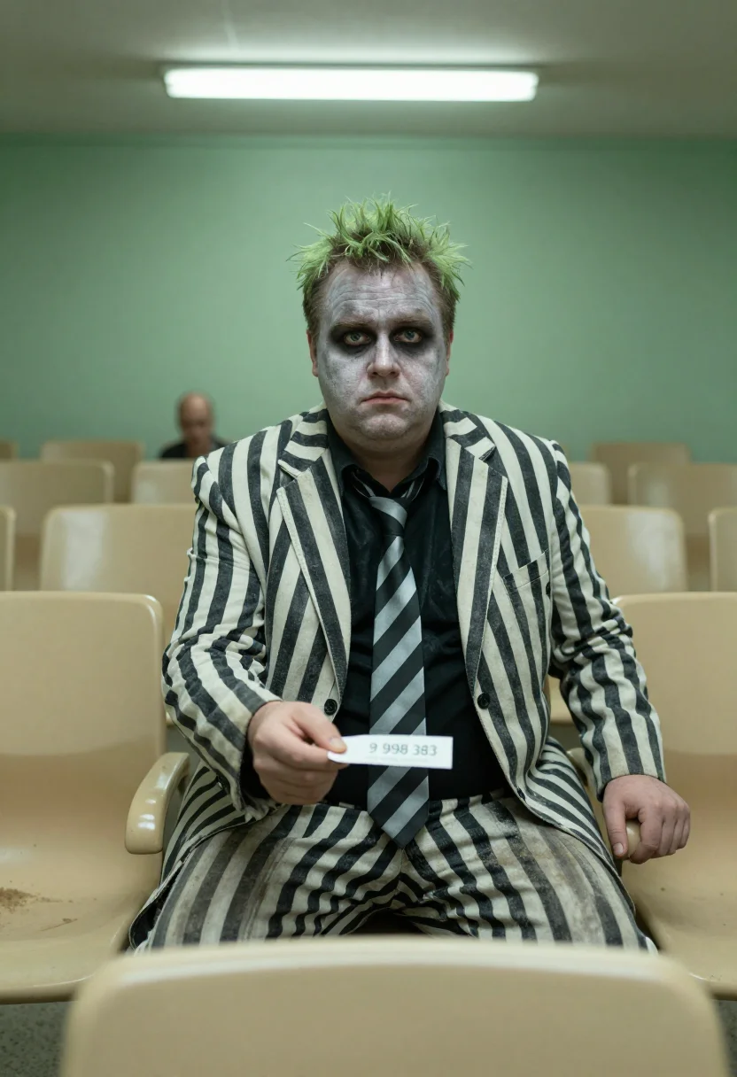 AI beetlejuice sample — portrait of a man, close half-length portrait of a Western-E