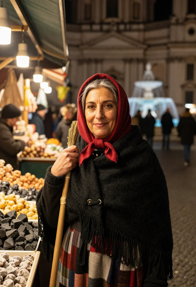 AI befana navona sample — portrait of a woman, close portrait of a Southern-European w