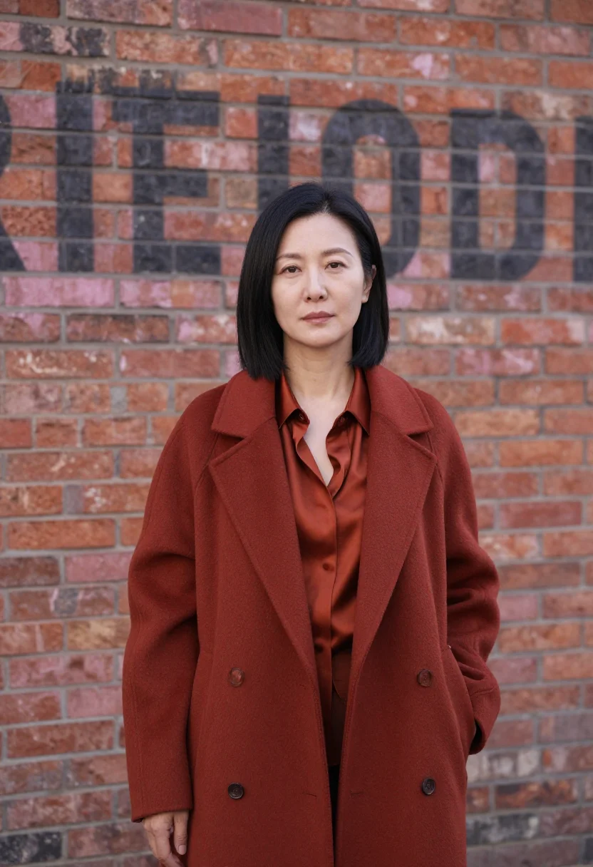 AI beijing 798 gallerist red brick industrial sample — portrait of a woman, a Chinese gallerist in her late forties