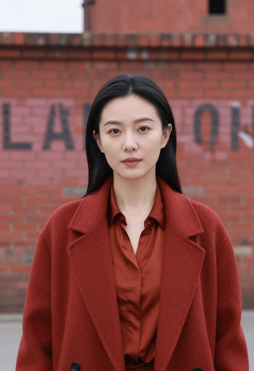 AI beijing 798 gallerist red brick industrial sample — portrait of a woman, a Chinese gallerist in her mid-thirties