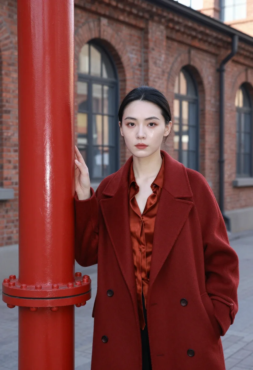 AI beijing 798 gallerist red brick industrial sample — portrait of a woman, a Chinese gallerist in her early thirti