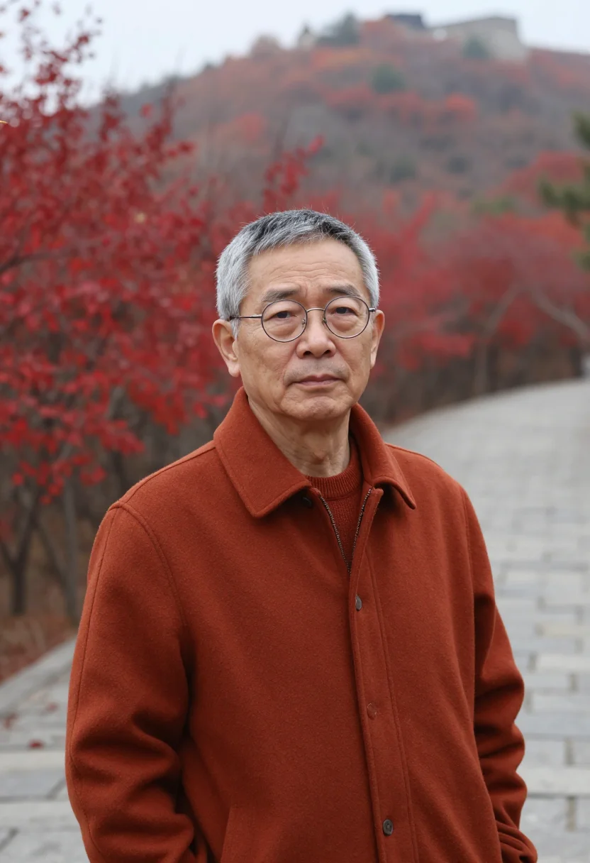 AI beijing fragrant hills professor rust sample — portrait of a man, framed head and shoulders, tighter, the b