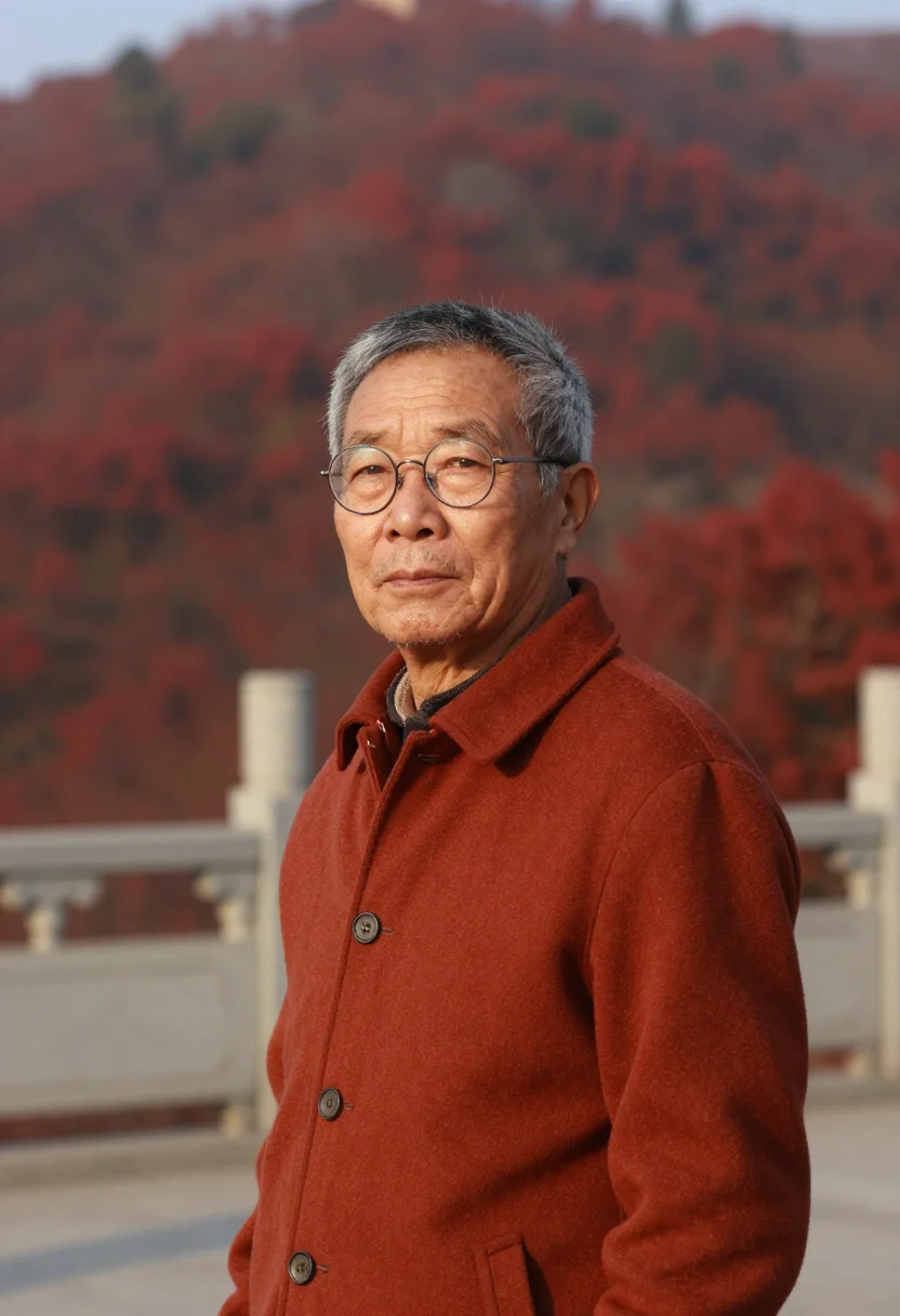 AI beijing fragrant hills professor rust sample — portrait of a man, framed head and shoulders, tighter, the b