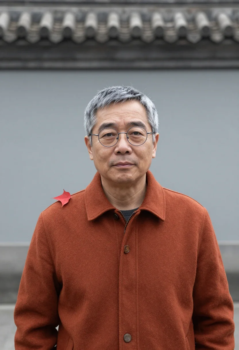 AI beijing fragrant hills professor rust sample — portrait of a man, framed head and shoulders, tighter, the b