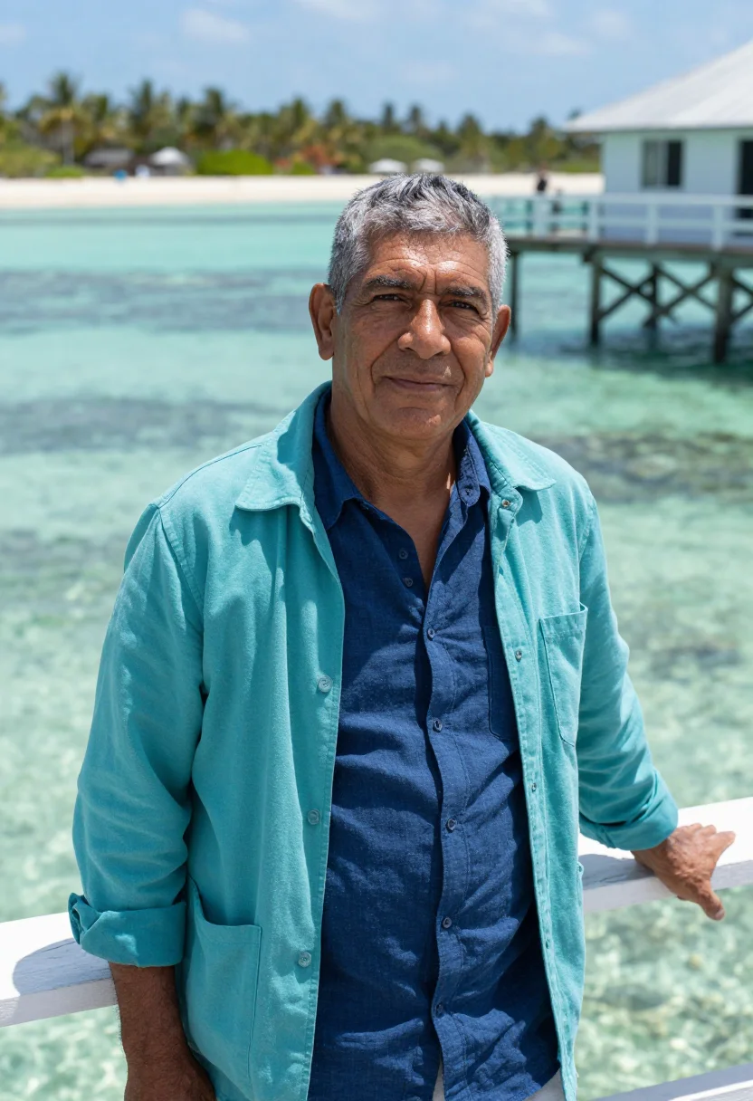AI belize reef marine biologist blue hole sample — portrait of a man, a Belizean Mestizo marine biologist in hi