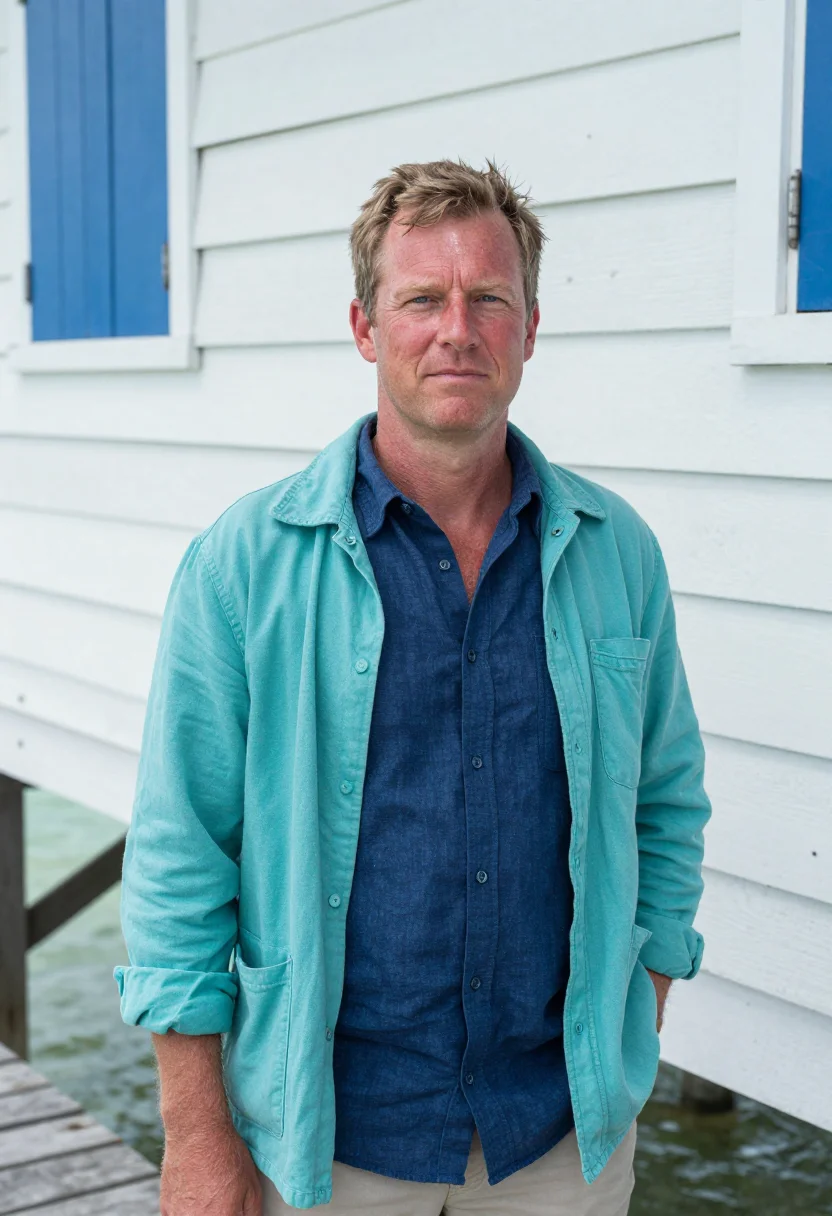 AI belize reef marine biologist blue hole sample — portrait of a man, a Western-European marine biologist in hi