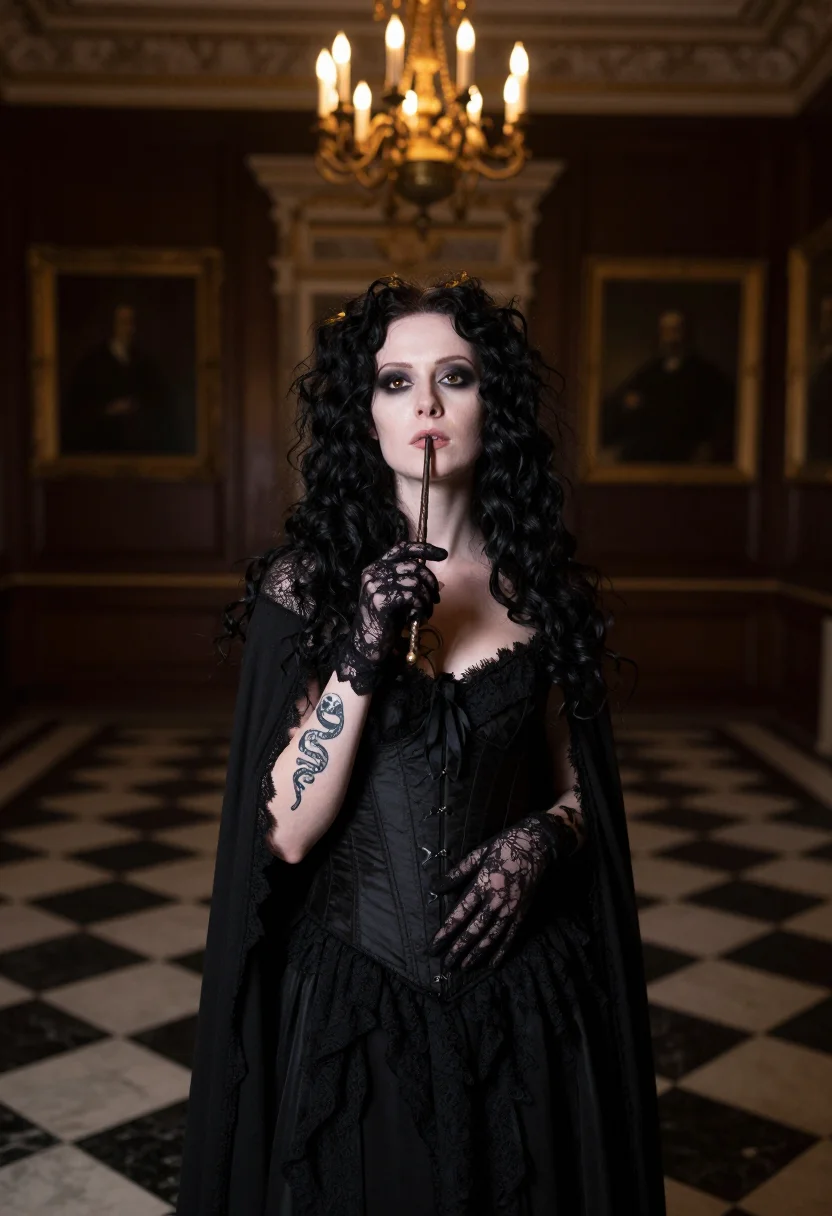 AI bellatrix lestrange sample — portrait of a woman, half-length portrait of a Western-Europ