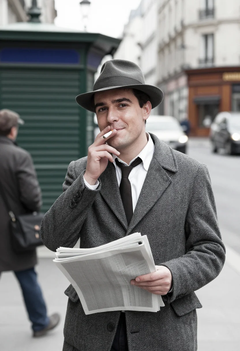 AI belmondo sample — portrait of a man, close half-length portrait of a Western-E