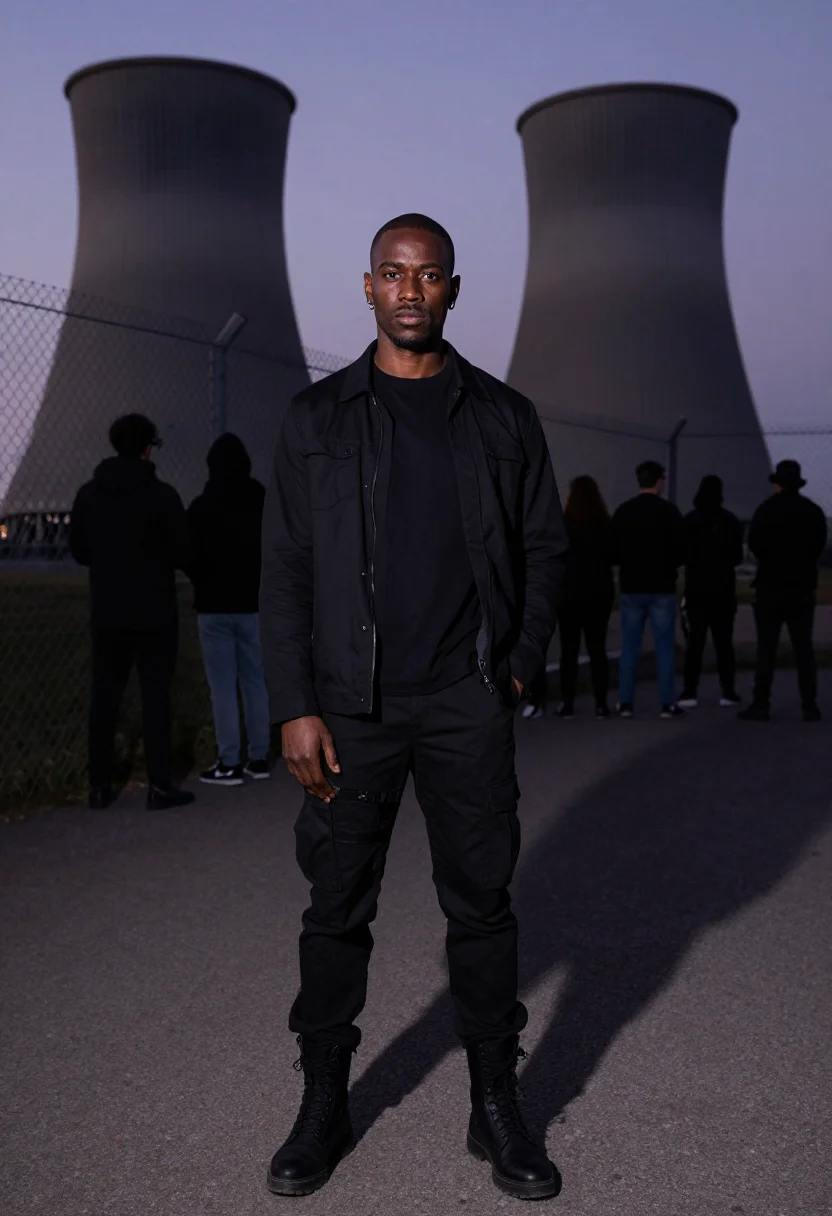 AI berghain queue sample — portrait of a clubgoer, half-length portrait of a Black Germ