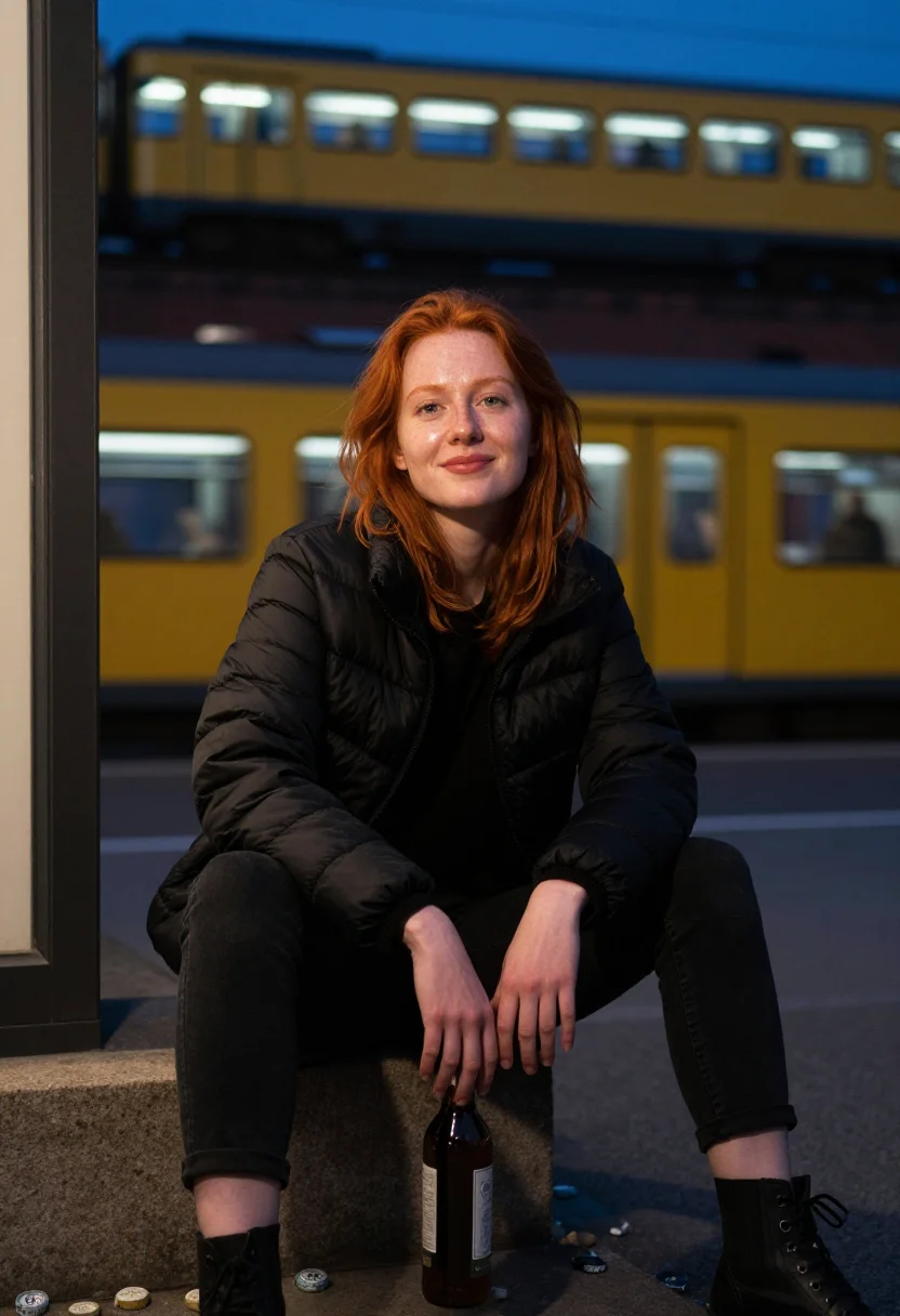 AI berlin mitte sample — half-length three-quarter portrait of a Western-European wom