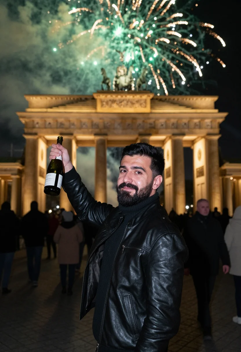 AI berlin silvester sample — portrait of a man, half-length portrait of a Turkish-German