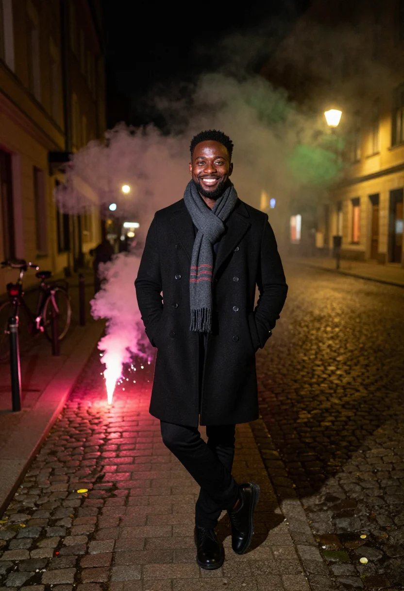 AI berlin silvester sample — portrait of a man, full-length portrait of a Black man in hi
