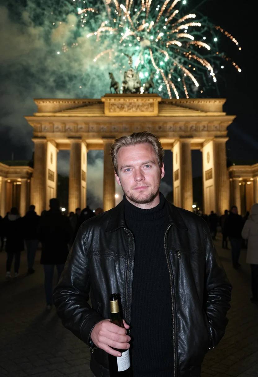 AI berlin silvester sample — portrait of a man, three-quarter-length portrait of a Wester