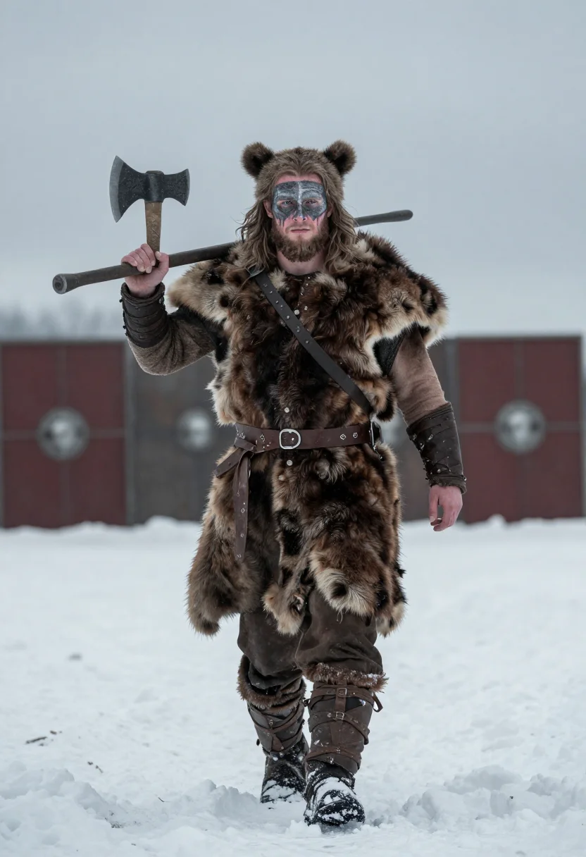 AI berserker sample — portrait of a man, low half-length portrait of a Norse man i