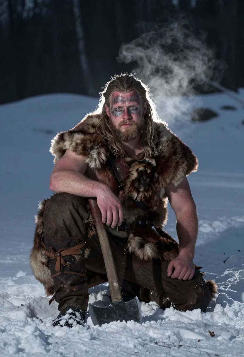 AI berserker sample — portrait of a man, half-length portrait of a Norse man in hi