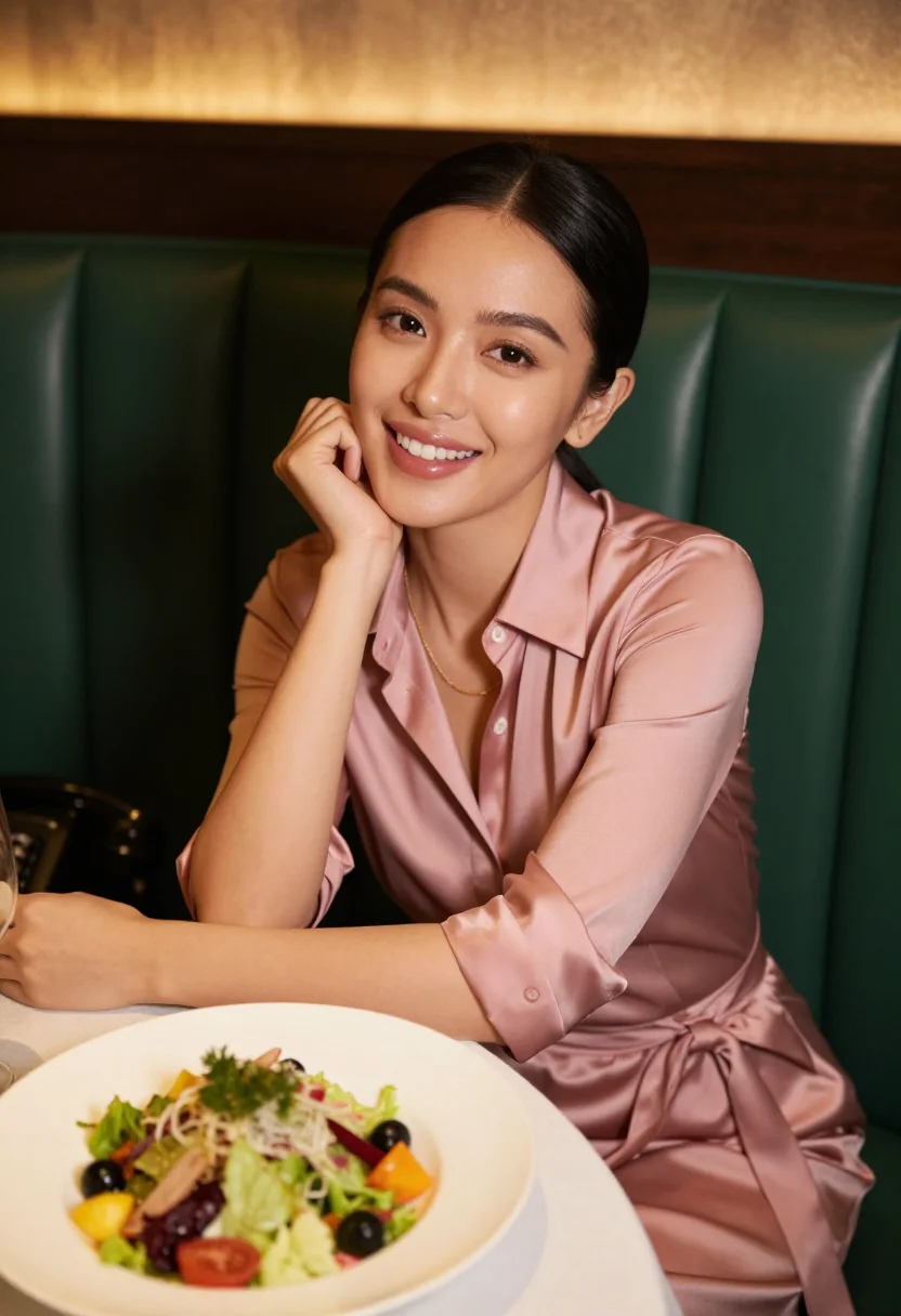 AI beverly hills hotel sample — portrait of a woman, tight bust portrait of an East-Asian wo