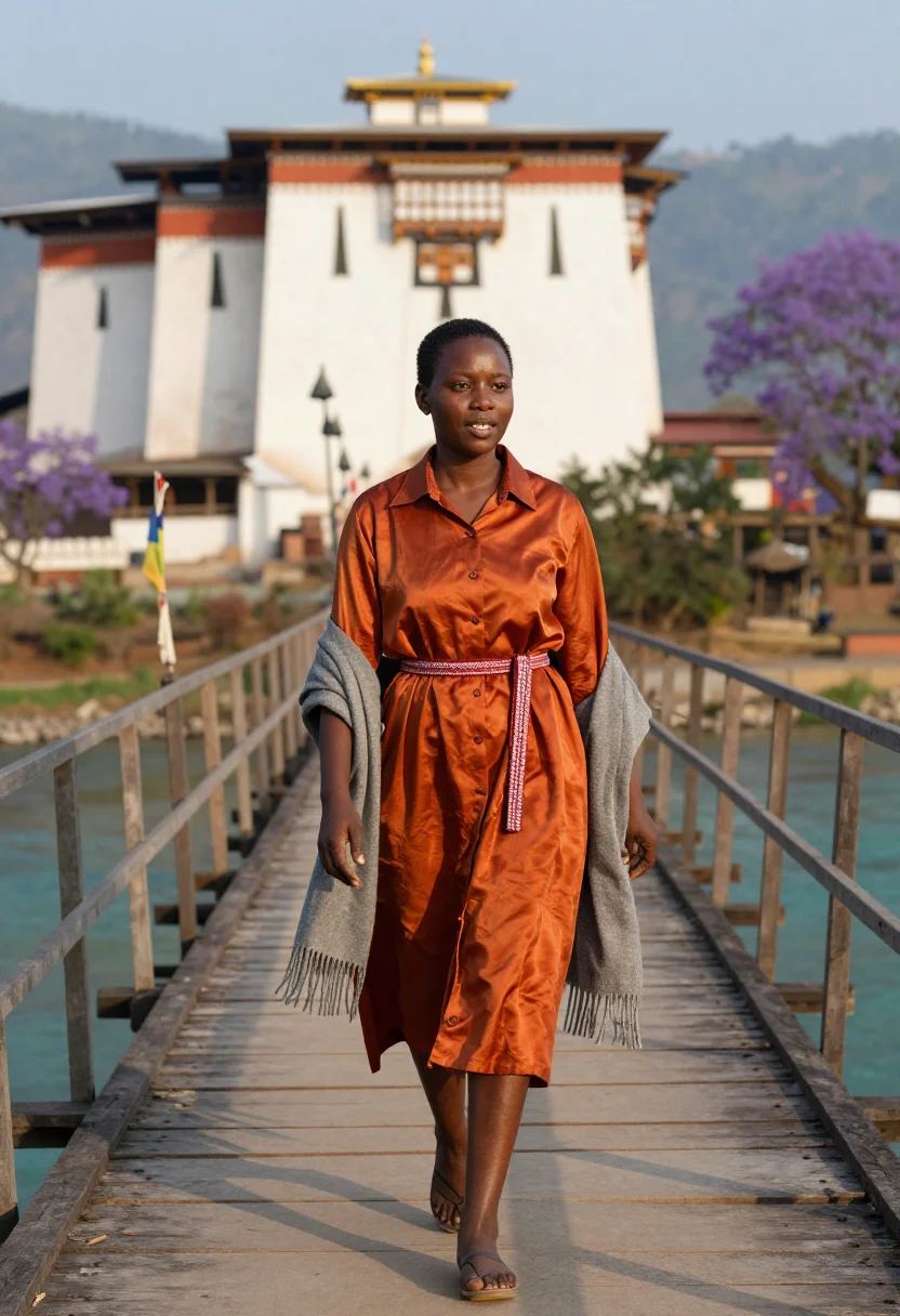 AI bhutan sample — portrait of a woman, full-length walking portrait of a Black