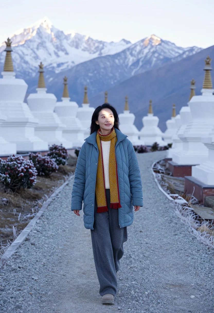AI bhutan sample — portrait of a woman, full-length walking portrait of an East