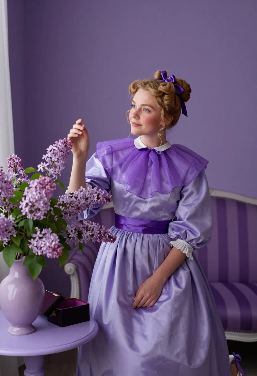 AI biedermeier lilas sample — portrait of a woman, half-length portrait of a young Viennes