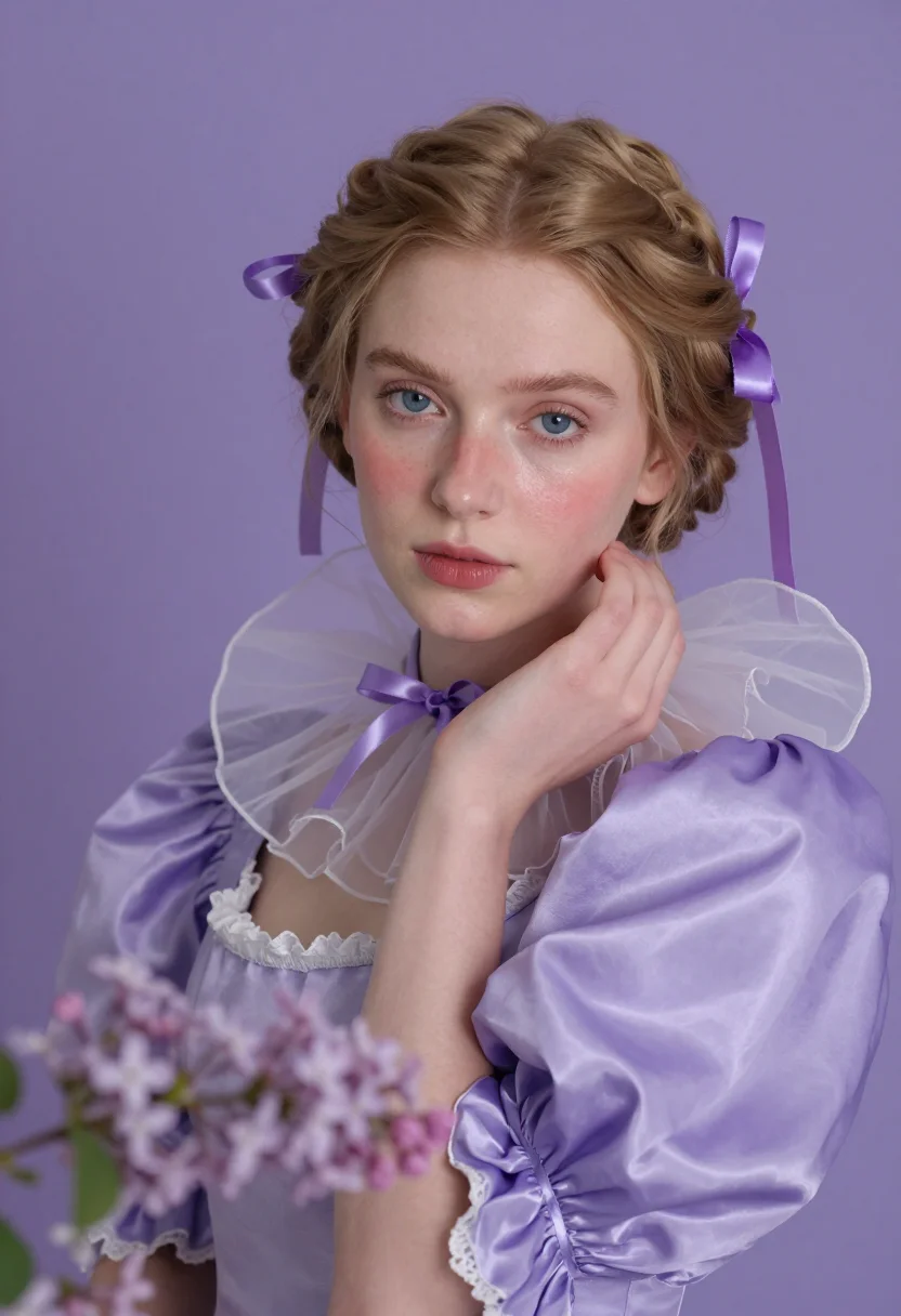 AI biedermeier lilas sample — portrait of a woman, tight head-and-bust portrait of a young