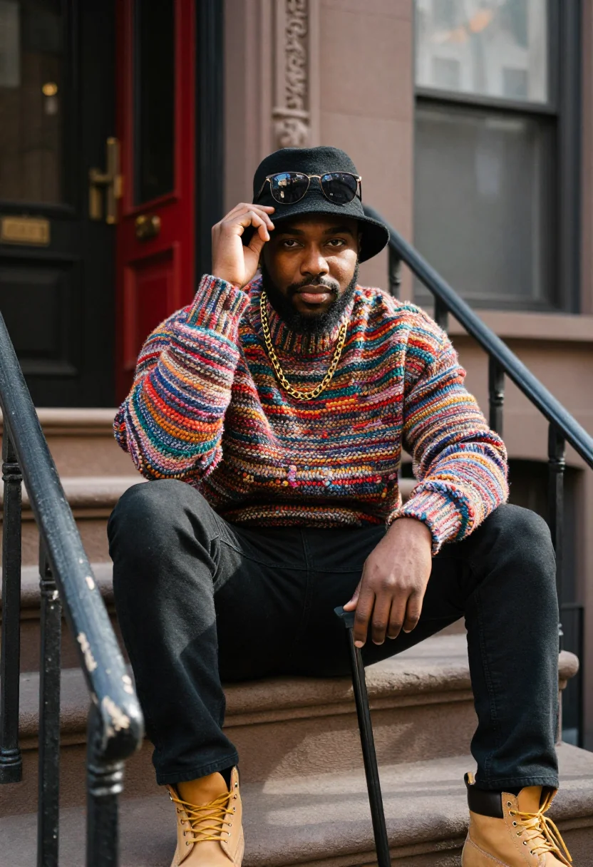 AI biggie coogi sample — portrait of a man, close half-length portrait of an African-