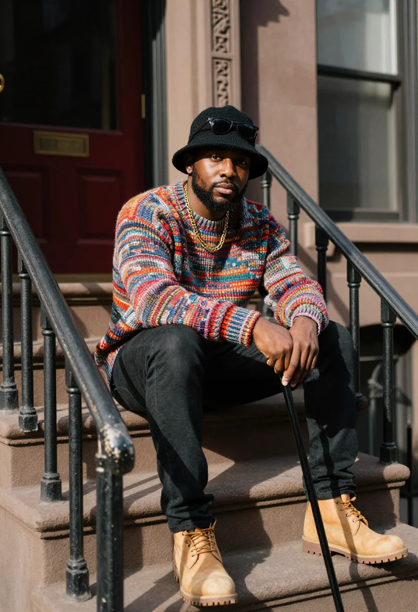 AI biggie coogi sample — portrait of a man, three-quarter-length portrait of an Afric