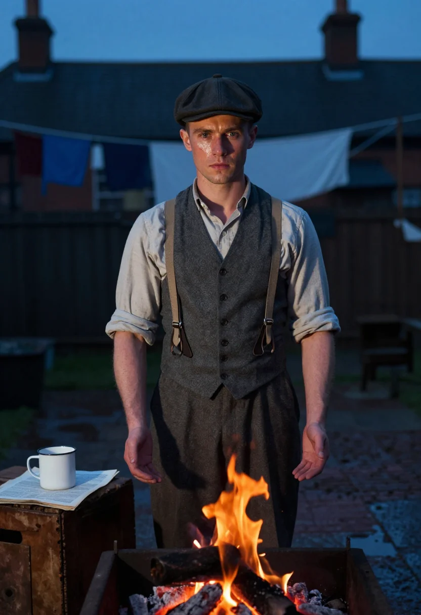 AI birmingham 1920s sample — portrait of a man, waist-up portrait of a fair-skinned Weste
