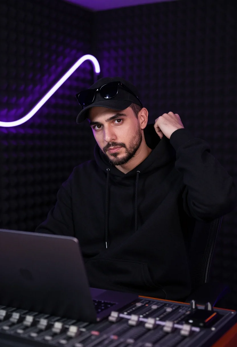 AI bizarrap session sample — portrait of a man, three-quarter-length portrait of an Argen