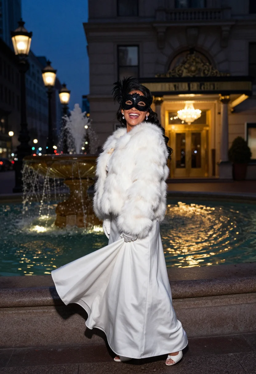AI black and white ball sample — portrait of a woman, full-length portrait of a Latin-America