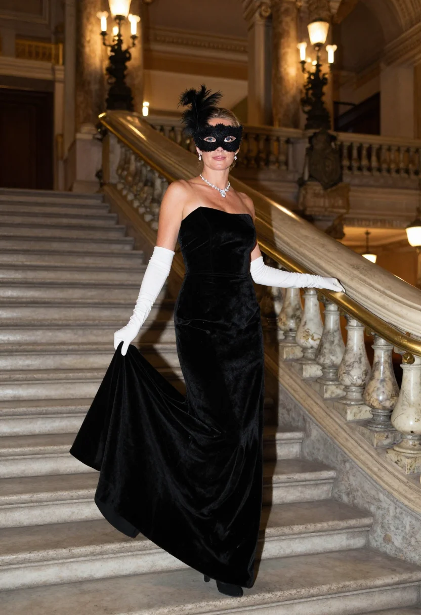 AI black and white ball sample — portrait of a woman, full-length portrait of a Western-Europ