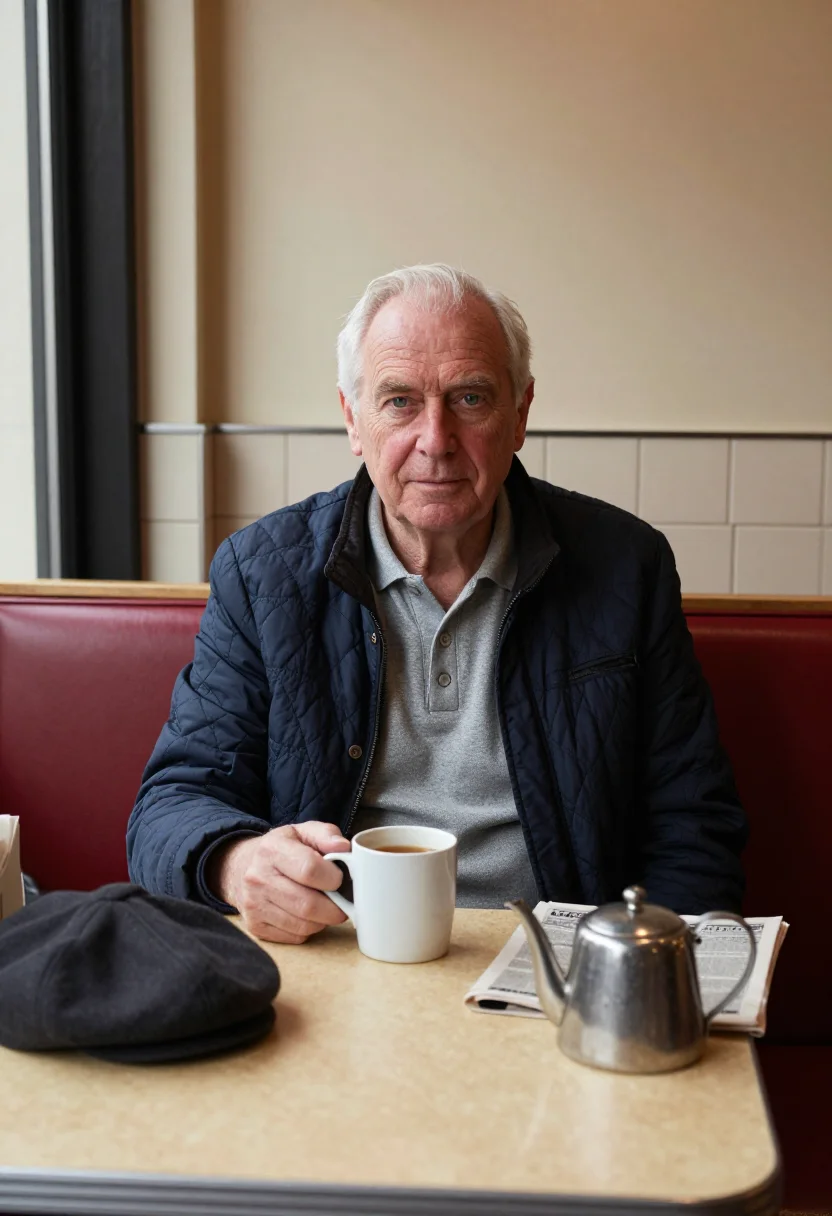 AI black cab sample — portrait of a man, half-length portrait of an English man in