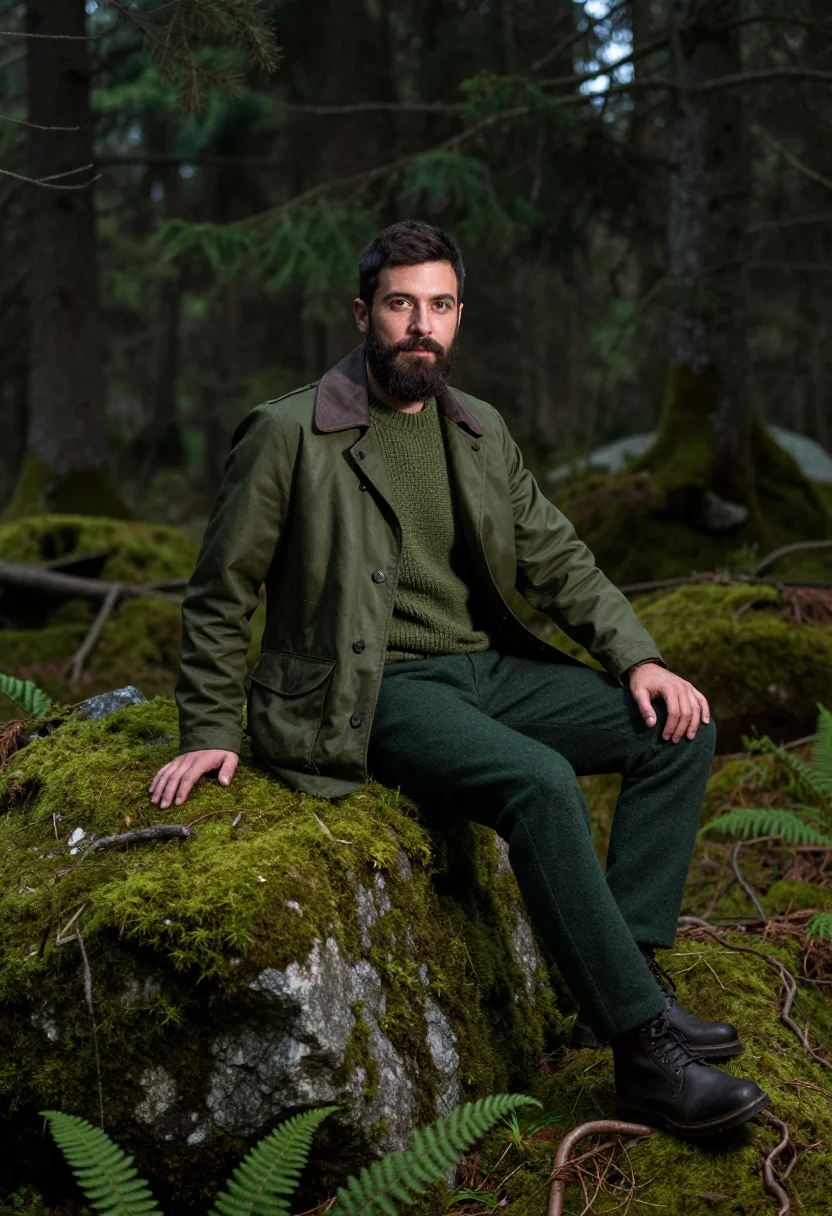 AI black forest fir green sample — portrait of a man, three-quarter-length portrait of an Austr