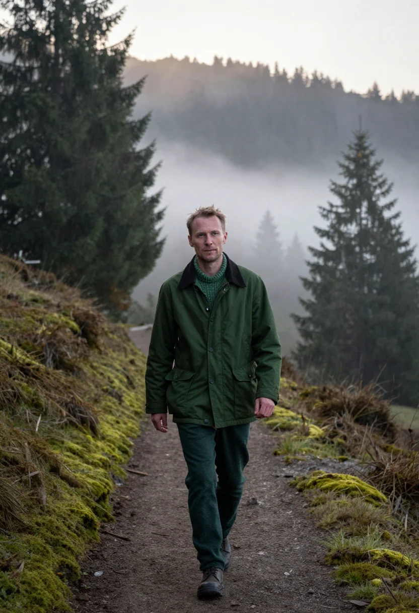 AI black forest fir green sample — portrait of a man, three-quarter-length portrait of a Swiss
