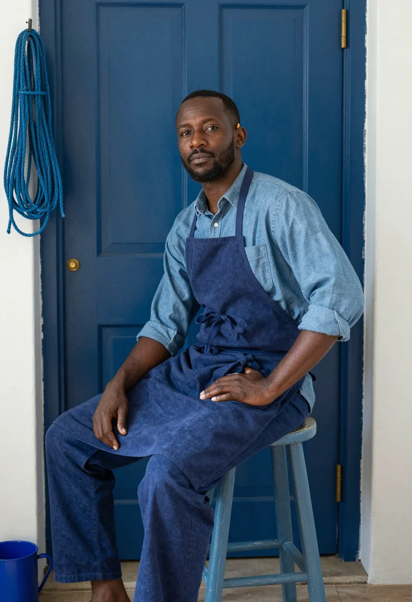 AI bleu de travail sample — portrait of a man, three-quarter-length portrait of a Black