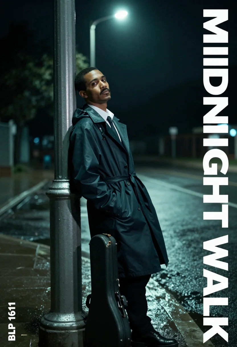AI blue note album cover sample — portrait of a man, half-length portrait of a man in his thir