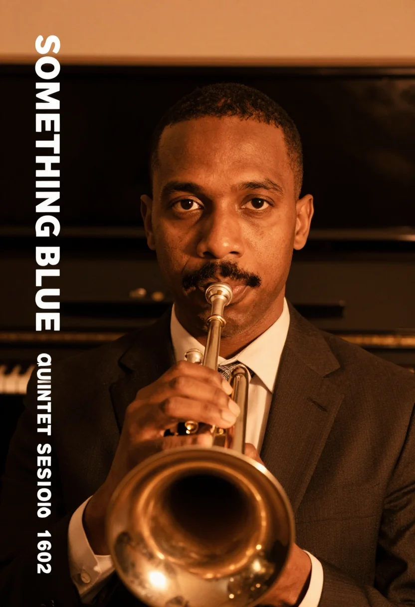 AI blue note album cover sample — portrait of a man, close head-and-shoulders portrait of a ma