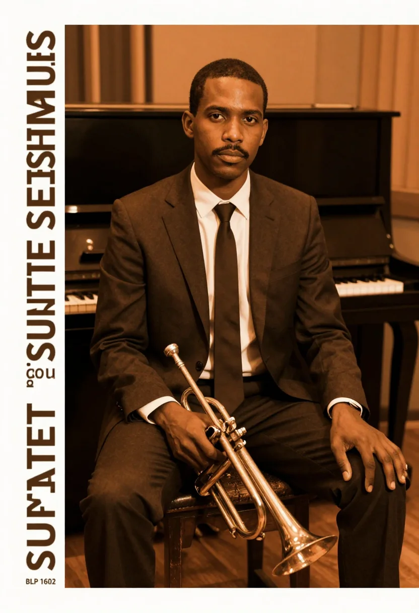 AI blue note album cover sample — portrait of a man, half-length portrait of a man in his thir