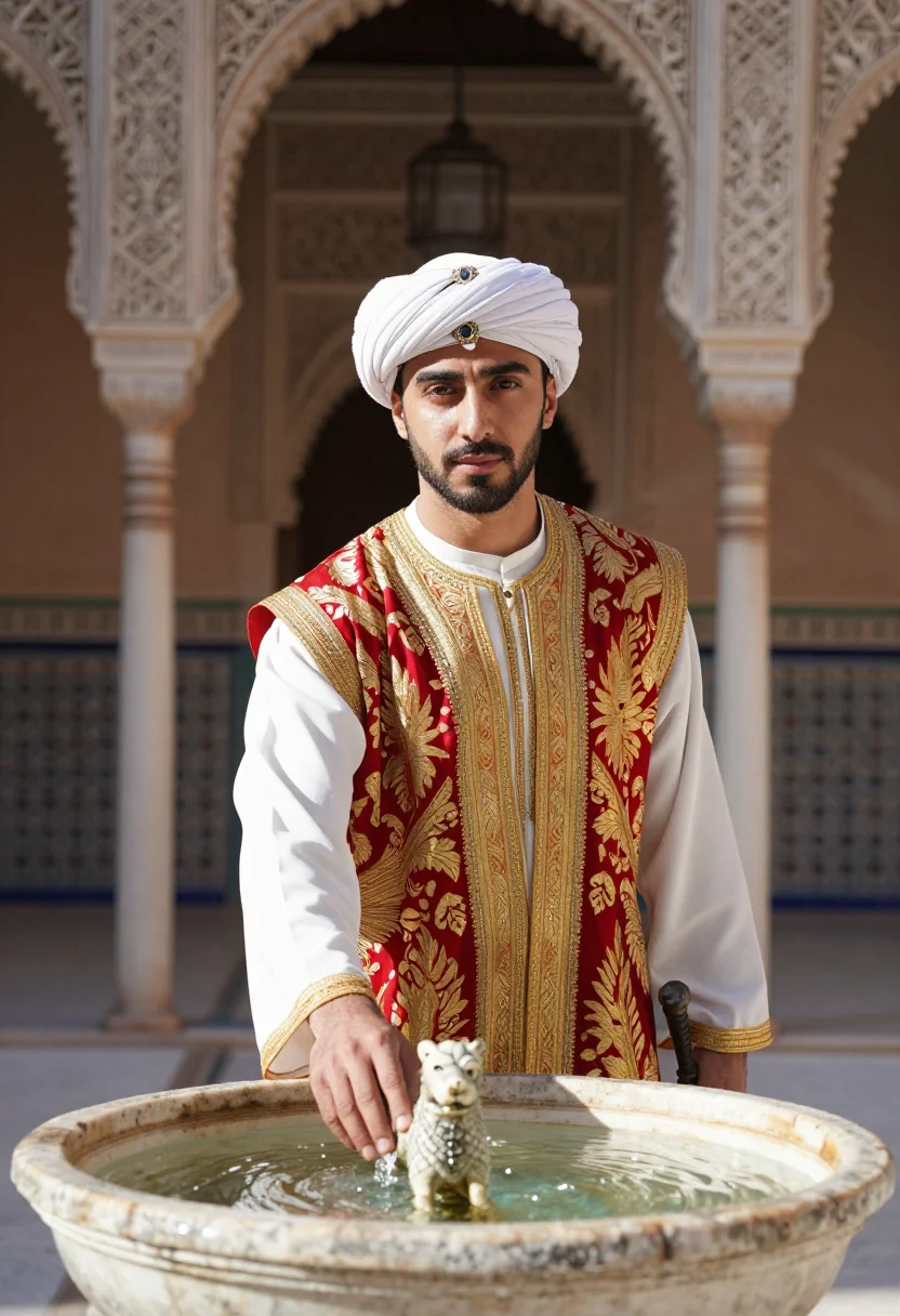 AI boabdil sample — portrait of a man, chest-up portrait of a young Andalusi man