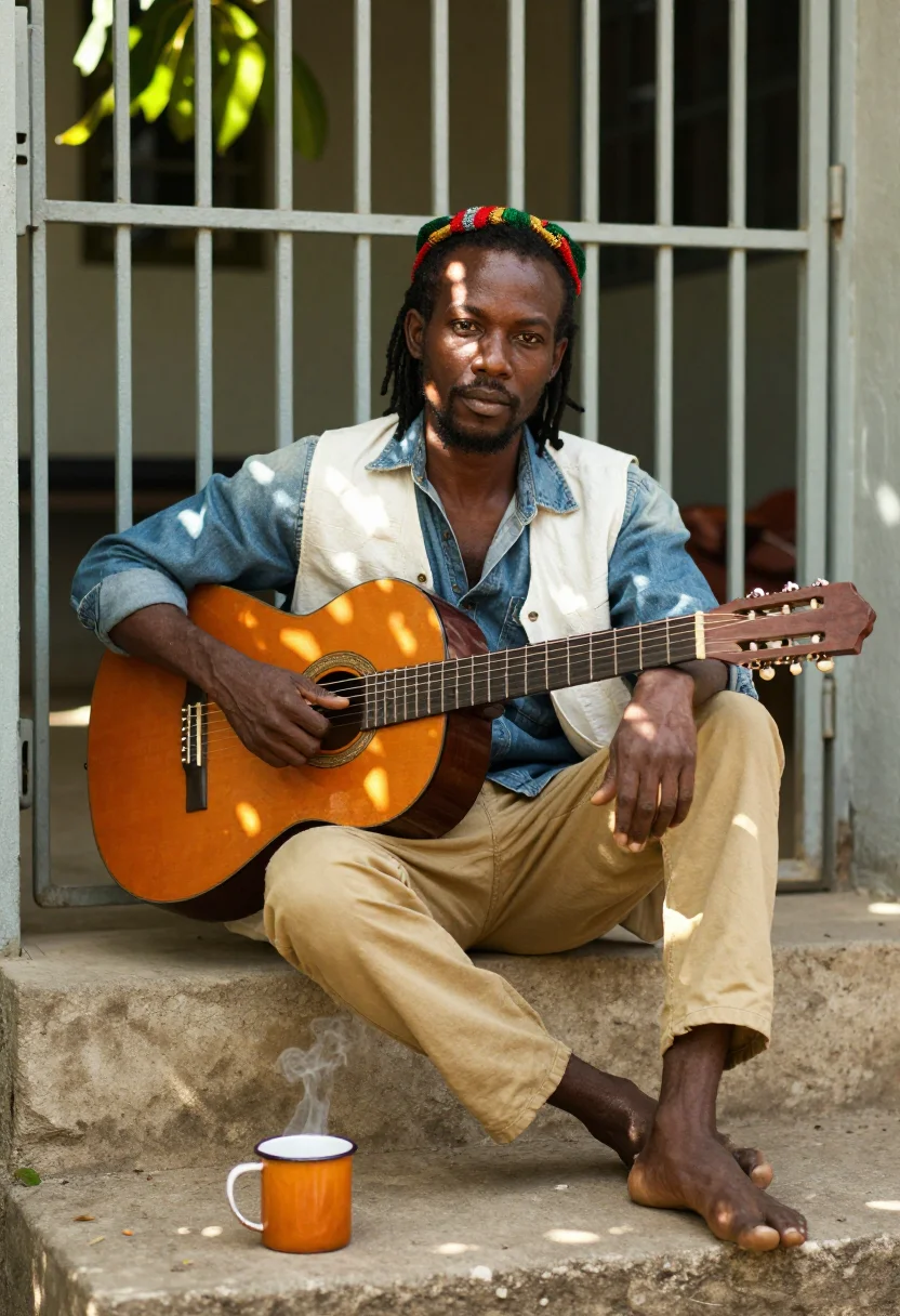 AI bob marley sample — portrait of a man, three-quarter-length portrait of a Black