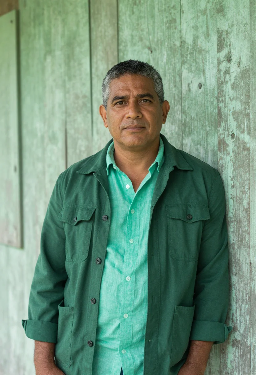 AI bocas del toro marine biologist caribbean green sample — portrait of a man, a Panamanian marine biologist in his mid-