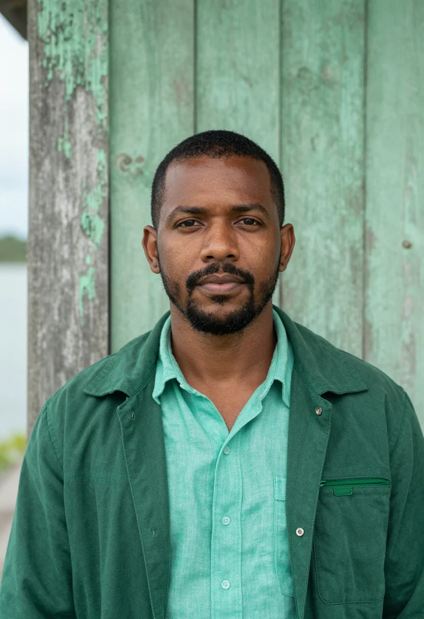 AI bocas del toro marine biologist caribbean green sample — portrait of a man, an Afro-Caribbean Panamanian marine biolo