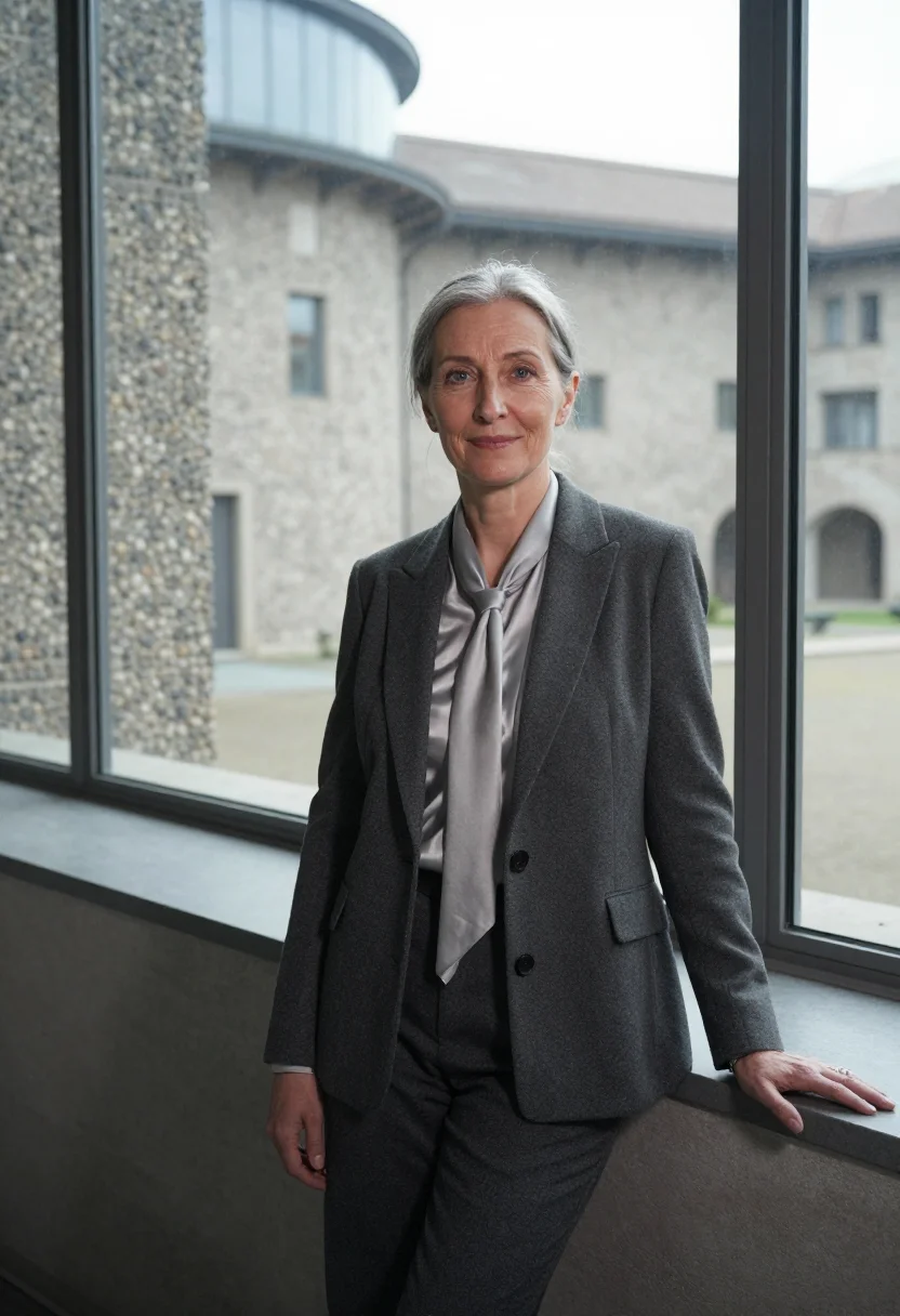 AI bocconi professor ceppo grey sample — portrait of a woman, of Western-European descent, in her ear