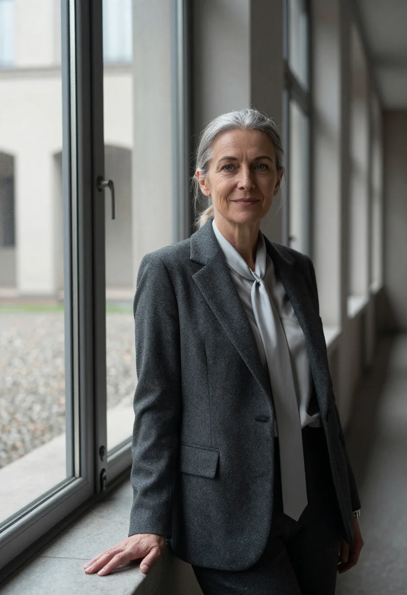 AI bocconi professor ceppo grey sample — portrait of a woman, of Western-European descent, in her ear