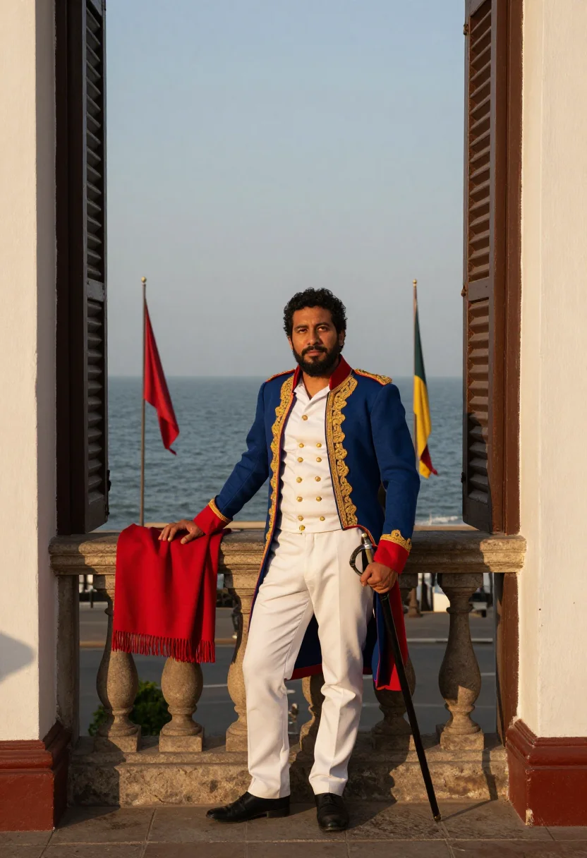 AI bolivar sample — portrait of a man, full-length wide portrait of a Latin-Amer