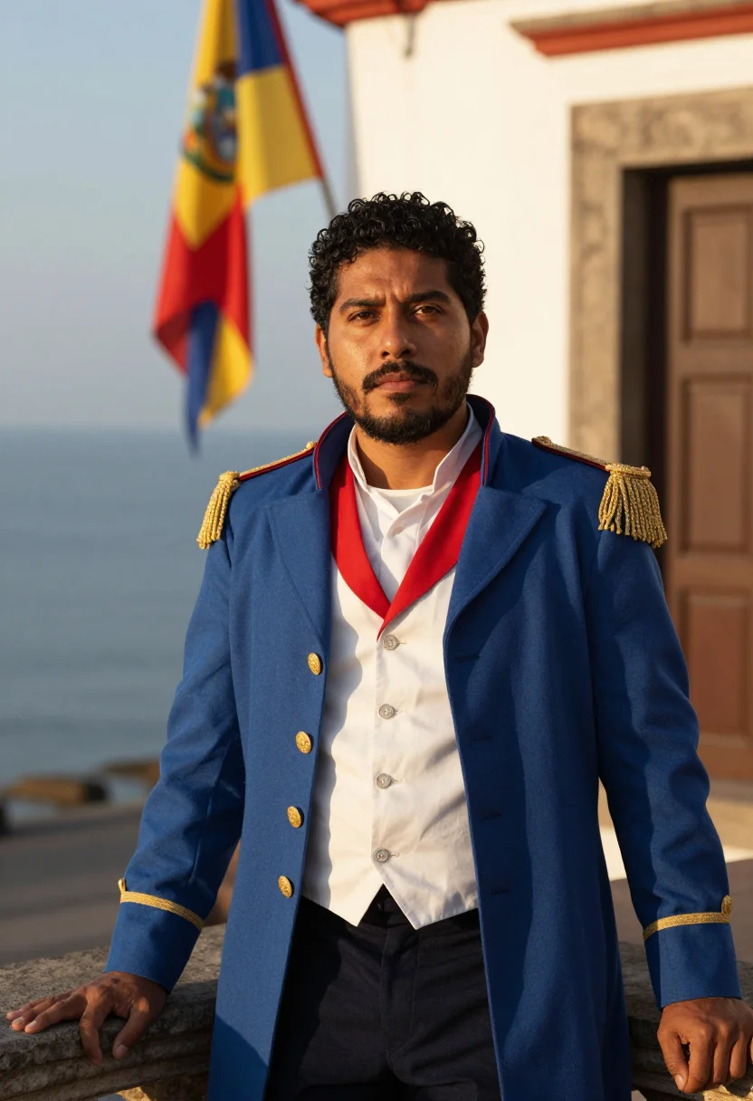AI bolivar sample — portrait of a man, chest-up portrait of a Latin-American man