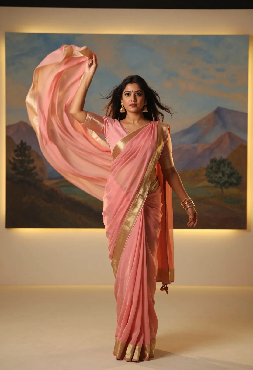 AI bollywood seventies sample — portrait of a woman, full-length portrait of a North-Indian