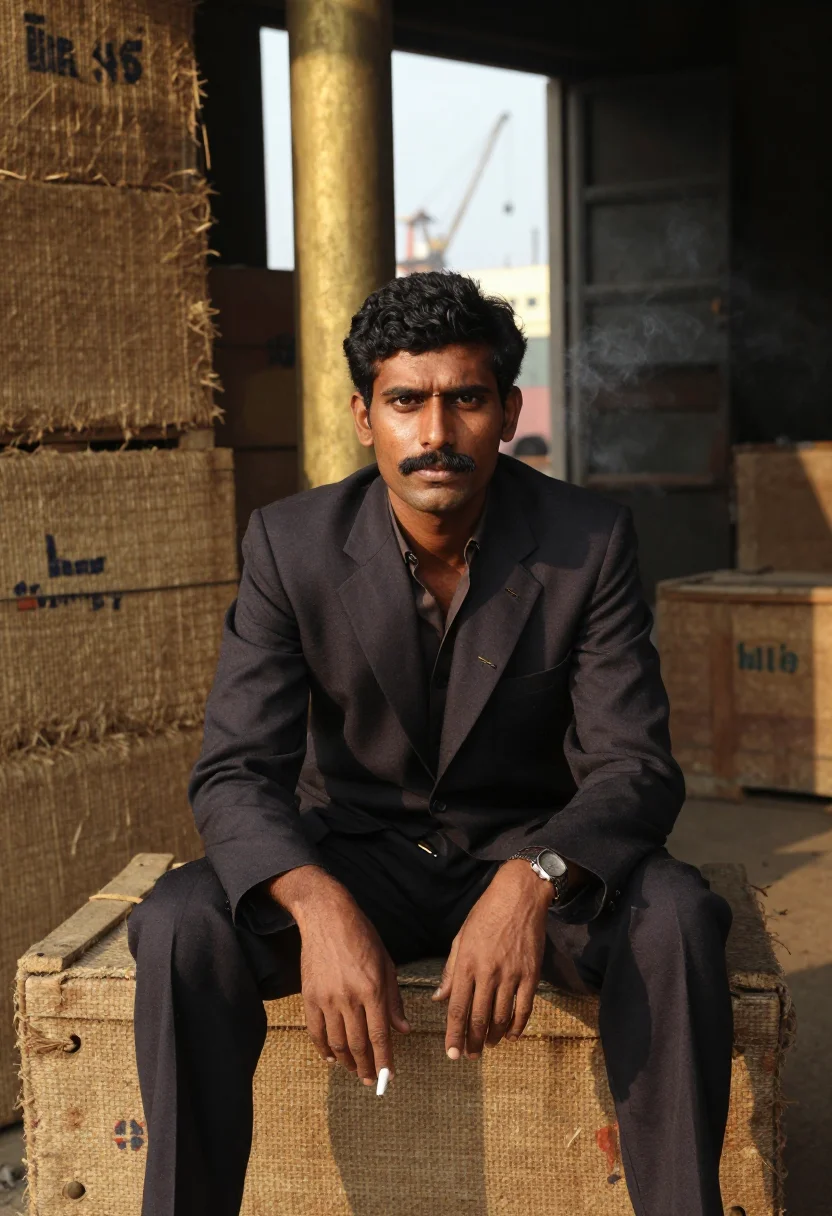 AI bombay don sample — portrait of a man, three-quarter-length portrait of an India