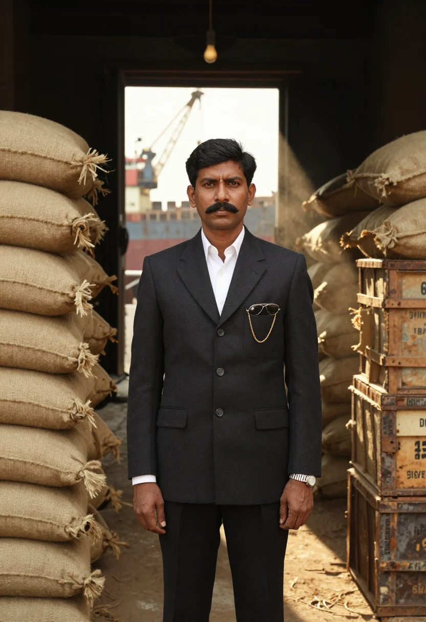 AI bombay don sample — portrait of a man, three-quarter-length portrait of an India