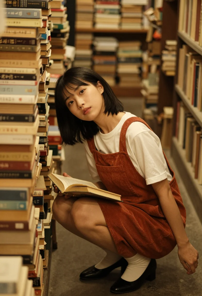 AI bookstore sample — portrait of a woman, full-length portrait of a petite East-A